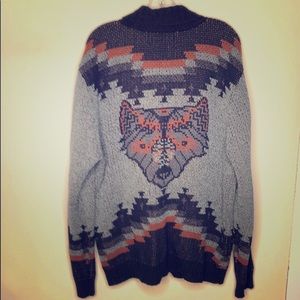 Urban Outfitters Aztec Wolf Oversize Cardigan